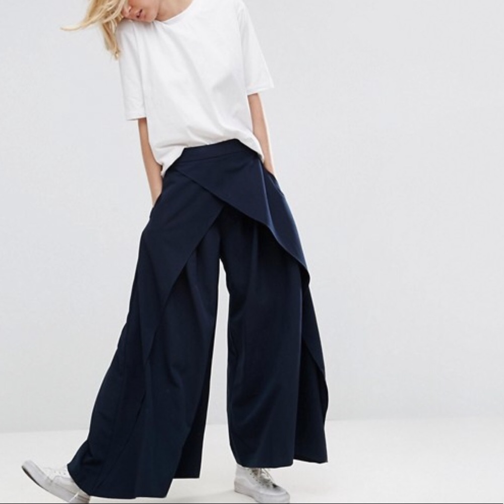 ASOS WHITE Cross Drape Wide Leg Pant